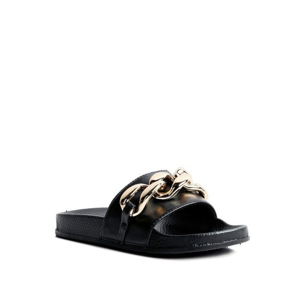 ISHTAR METALLIC CHAIN METAL SLID FLATS - Black